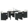 Garden Dining Set with Cushion 5 pcs Black Poly Rattan