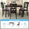 TOPMAX 5-Piece Dining Table Set Home Kitchen Table and Chairs Wood Dining Set, Espresso+Black