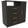 3 Piece Bedroom Set, Rioja 4 Drawer Dresser + 2 Omaha Nightstands, Black