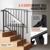 VEVOR Handrails for Outdoor Steps, 3-4 Step Stair Hand Rail Kit, Transitional Iron Railings with Installation Kit, Stair Rails for Seniors