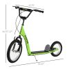 Aosom Youth Scooter with Adjustable Handlebar, Front and Rear Dual Brakes & Inflatable Wheels, for Kids 5+, Green