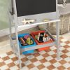 Easel for Kids, Art Easel w/ Paper Roll, Double Sided Whiteboard Gray