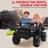 12V Ride On Police Car 2 Seater For 3 - 8 Years Old Kids W/ Parental Remote Control Led Lights Mp3 Black