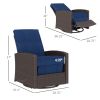 Outdoor Wicker Swivel Recliner Chair, Reclining Backrest, Lifting Footrest, 360Â° Rotating Basic, Water Resistant Cushions for Patio, Dark Blue