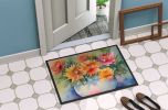 NEW Chrysanthemums in Watercolor Doormat Front Door Mat Indoor Outdoor Rugs for Entryway, Non Slip Washable Low Pile, 18H X 27W