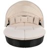 GO Outdoor rattan daybed sunbed with Retractable Canopy Wicker Furniture, Round Outdoor Sectional Sofa Set