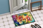 NEW Orchids in Watercolor Doormat Front Door Mat Indoor Outdoor Rugs for Entryway, Non Slip Washable Low Pile, 18H X 27W