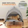 Elevated Dog Bed with Removable Canopy, Portable Outside Raised Pet Cot with Cooling Pad, Storage Bag, 36" x 29.5" x 35"