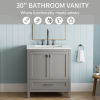 30" Freestanding Bathroom Vanity with Sink, Carrara Engineered Marble Vanity Top with Under-mounted Rectangular Ceramic Sink