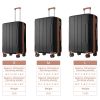 Luggage Sets 3 Piece, Hard shell ABS Lightweight Durable Suitcases with Double Spinner Wheels 20/24/28 Inch (Black Brown)