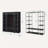 1pc Freestanding Clothes Rack with NonPortable Wardrobe Closet, -Woven Dust Cover, 12 Compartments Storage Organizer, 59 X 17.7 X 69 Inches, Black