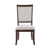 Traditional Dining Side Chairs Set of 2pc, Cherry Finish Wooden Beige Upholstered Seat Formal Chairs Dinng Room Furniture