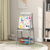 Easel for Kids, Art Easel w/ Paper Roll, Double Sided Whiteboard Gray