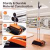 Broom and dustpan set, 54.33 inches long handle, upright dustpan with lightweight stainless steel rod, upright dustpan