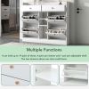 [VIDEO provided] ON-TREND Modern Tipping Bucket Shoe Cabinet with 4 Flip Drawers, Multifunctional 2-Tier Shoe Storage Organizer with Drawers