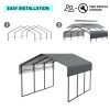 10x15 FT Metal Carport with Enhanced Base and Galvanized Steel Roof, Heavy Duty Outdoor Garage Car Shelter for Car, Boats and Truck