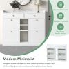 [VIDEO provided] ON-TREND Modern Tipping Bucket Shoe Cabinet with 4 Flip Drawers, Multifunctional 2-Tier Shoe Storage Organizer with Drawers