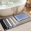 Soft Absorbent Bathroom Mat and Bath Mat, Premium Microfiber Shag Bath Rug Machine Washable (16"x24",Grey and White)