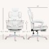 HOMCOM PU Leather Office Chair, Executive Desk Chair with Headrest, Foot Rest, Swivel Wheels, Reclining Computer Chair, White