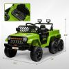 Qaba 12V 4x4 Kids Electric Car w/ 2WD/4WD Switchable, Remote Control, Spring Suspension System, Back Trailer, Green