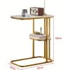 C-Shaped End Table, End Table for Couch, Table for Couch, C Shaped Side Table with Storage Shelf, Use for Couch and Bed, Small Spaces, Living Room
