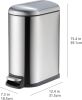 D-Shaped Small Trash Can with Soft-Close Step Pedal, Removable Inner Bucket, Carrying Handle, Smudge Resistant, 10 l / 2.6 gallon, Silver