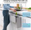 2.4 Gallon Kitchen Compost Bin for Counter Top or Under Sink, Hanging Small Trash Can with Lid for Cupboard/Bathroom/Bedroom/Office/Camping