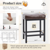 24 Inch Saddle Bar Stool Set of 2 PU Leather Counter Stools with Steel Frame and Footrest, Brown