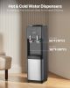 VEVOR Top Loading Water Cooler Dispenser, Hot and Cold Water Dispenser for 3 or 5 Gallons Bottles, Sturdy Stainless Steel and Child Security Lock