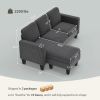 Sectional Sofa, L Shaped Couch, with Reversible Chaise or Ottoman, Dark Gray