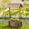 Wishing Well Planter, Wooden Raised Garden Bed, Ornamental Outdoor Flower Planter for Outdoor Garden, Yard, Lawn, and Home Decor