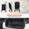 VEVOR Folding Shopping Cart with Removable Waterproof Liner, 330LBS Large Capacity Jumbo Grocery Cart with Dual Basket, 360° Swivel Wheels