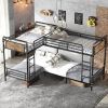 Quad Bunk Bed for 4 Kids, Heavy Duty Metal Twin Bunk Bed Frame, Detachable Triple Bunk Bed, Can Be Divided Into 3 Twin Beds