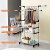 Garment Hanging Rack Extendable Clothing Hanging Rail Organizer with Rolling Wheels Hold up to 77LBS Max Load
