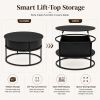 Lift-Top Coffee Table Round Center Table with Hidden Compartment Storage Shelf for Living Room, Black