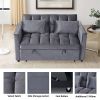 Convertible Sofa Bed, 3-in-1 Velvet Sleeper Sofa Couch with Pullout Bed, Pull Out Couch with Side Pockets and Adjustable Backrest