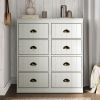 Fluted 4 Drawer Dresser Set of 2, Wood Closet Dresser with Bronze Metal Handles, White Chest of Drawers with Soft-Close Drawers