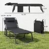 Folding Chaise Lounge Chair Outdoor Tanning Chair Set of 2 with 5-Position Backrest, Cushions, Side Pocket, Black