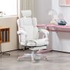 HOMCOM PU Leather Office Chair, Executive Desk Chair with Headrest, Foot Rest, Swivel Wheels, Reclining Computer Chair, White