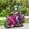 Kids Powered Ride-ons Toy, Kids Motorcycle for 3-6 Years, 12V Electric Ride on Motorcycle with Light Wheel & Bluetooth Music-Pink