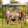 8 x 5 Feet Grill Gazebo with 2 Shelves 6 Hooks and Metal Frame
