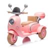 12V Two-seater Kids Ride On Level Up Electric Motorcycle,2wd,Three-wheel Toy w/Music,Bluetooth,USB,Backseat flip adult seat