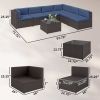 7 Piece Patio Furniture Set, All Weather PE Rattan Outdoor Furniture Conversation Sets with Glass Top Coffee Table