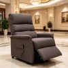 Brown Power Lift Assist Recliner Chair for Elderly with Remote Control Linen Fabric Comfortable Living Room Furniture