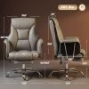 Massage Office Chair with 6 Points Vibration, Executive Desk Chair with High Back, PU Leather, Footrest, Gray
