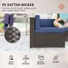 7 Piece Patio Furniture Set, All Weather PE Rattan Outdoor Furniture Conversation Sets with Glass Top Coffee Table