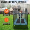 VEVOR 6FT Trampoline for Kids, 72" Indoor/Outdoor Toddlers Trampoline, Mini Baby Trampoline with Safety Enclosure Net, Gymnastics Bar, Hammock