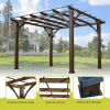 12' x 10' Outdoor Pergola, Wood Grape Gazebo for Climbing Plant Support, Garden, Patio, Backyard, Deck, Brown