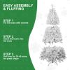 6ft White Christmas Tree with Memory Wire, 760 Tips Hinged Artificial PVC Tree