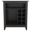 Essential Bar Cabinet; One Open Shelf; Six Built-in Wine Rack; One Drawer -Black